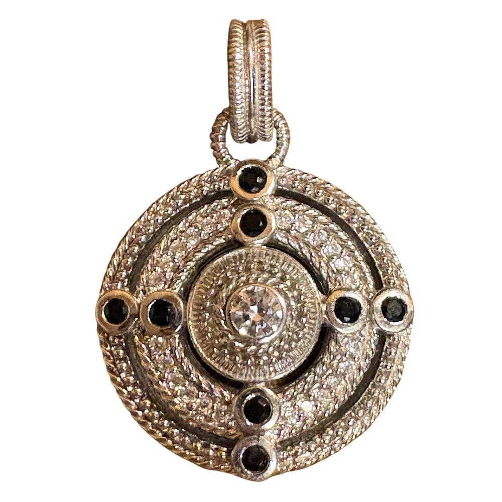 Judith Ripka Enhancer/Pendant Sterling Silver, CZ's & Black Onyx Round